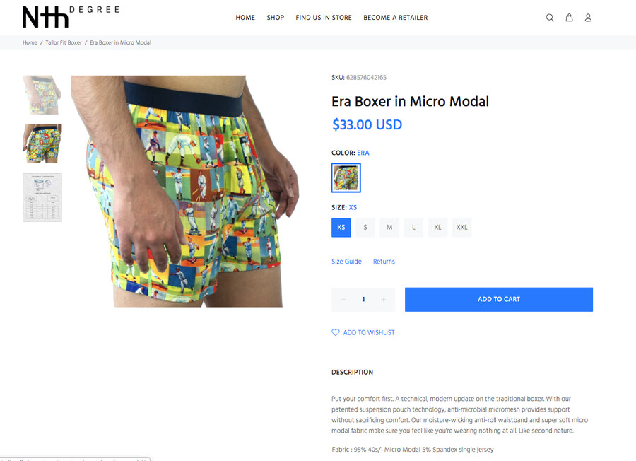 Era boxer, vintage baseball print, Micro Modal