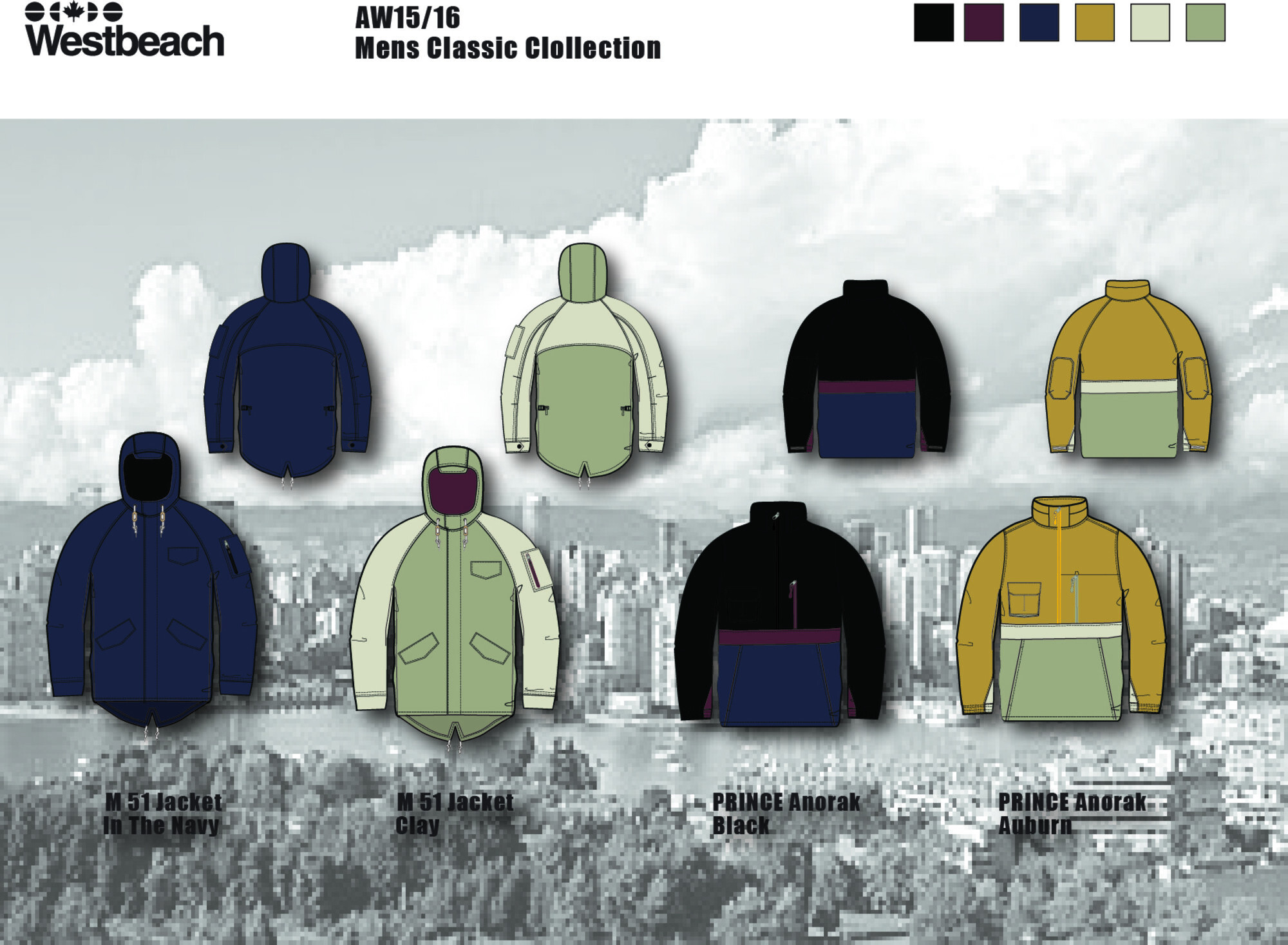 Westbeach AW15/16 Men's Classic collection technical spec board